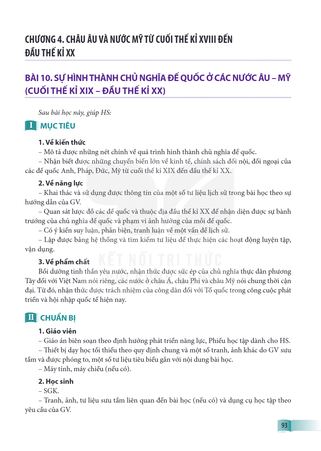 Chương 4. CHÂU ÂU VÀ NƯỚC MỸ TỪ CUỐI THẾ KỈ XVIII ĐẾN ĐẦU THẾ KỈ XX Bài 10. SỰ HÌNH THÀNH CHỦ NGHĨA ĐẾ QUỐC Ở CÁC NƯỚC ÂU – MỸ (CUỐI THẾ KỈ XIX – ĐẦU THẾ KỈ XX)