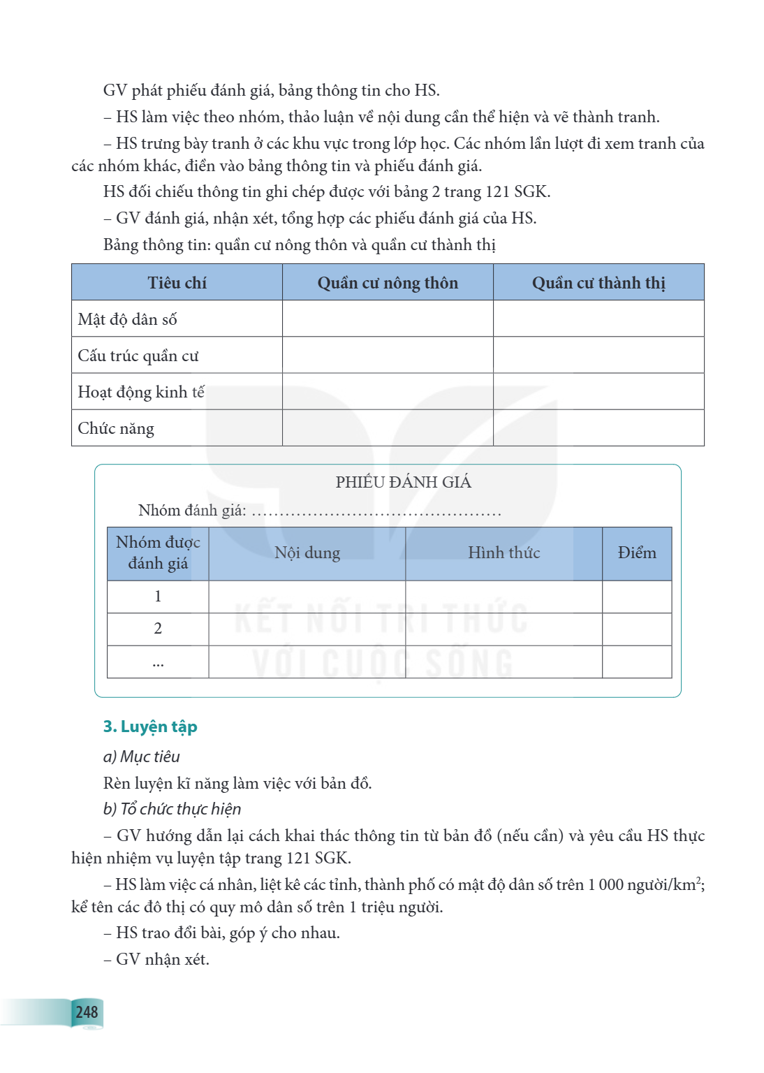 GV phát phiếu đánh giá, bảng thông tin cho HS. – HS làm việc theo nhóm, thảo luận về nội dung cần thể hiện và vẽ thành tranh. – HS trưng bày tranh ở các khu vực