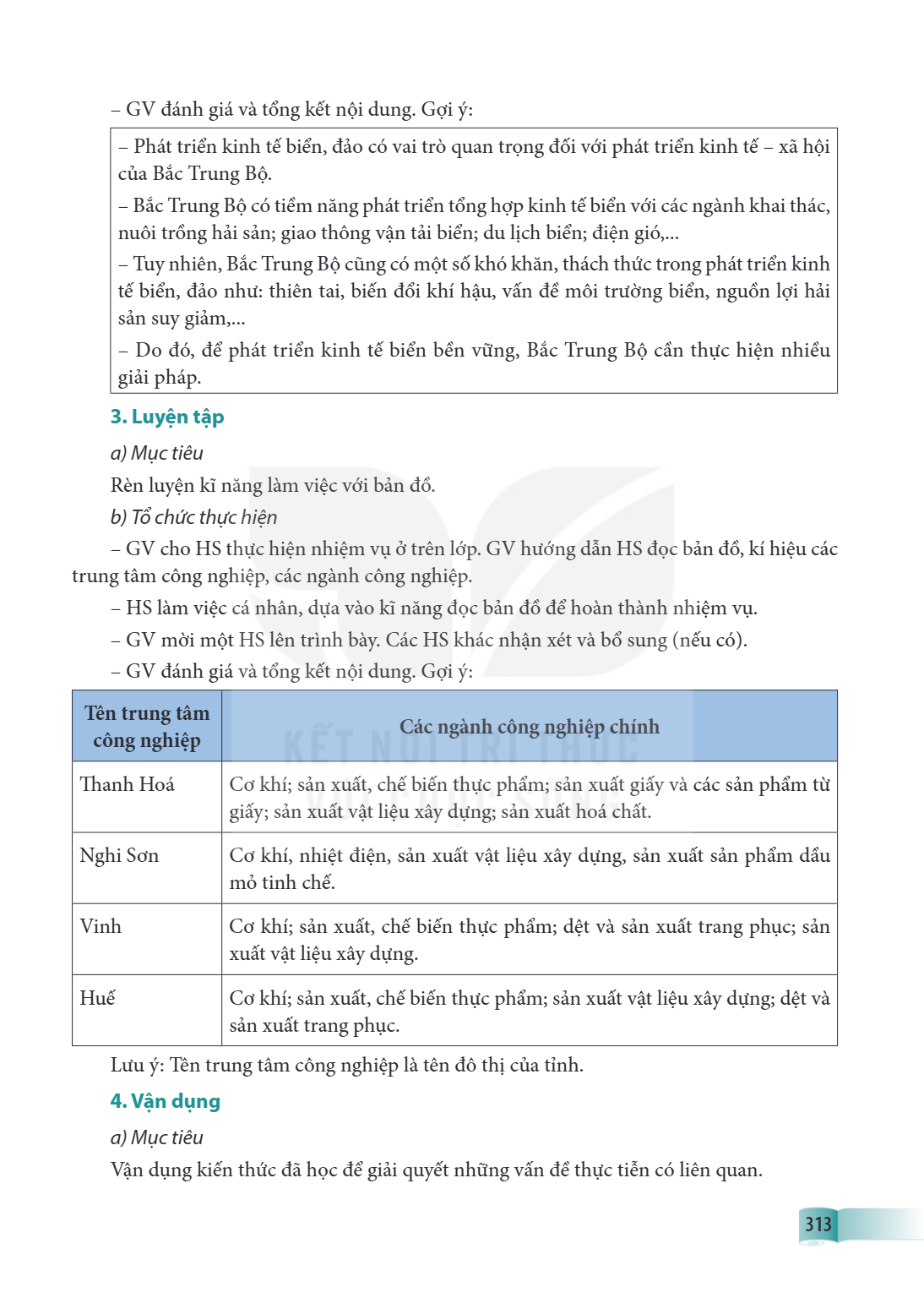 GV đánh giá và tổng kết nội dung. Gợi ý: Phát triển kinh tế biển, đảo có vai trò quan trọng đối với phát triển kinh tế - xã hội của Bắc Trung Bộ. - Bắc Trung Bộ