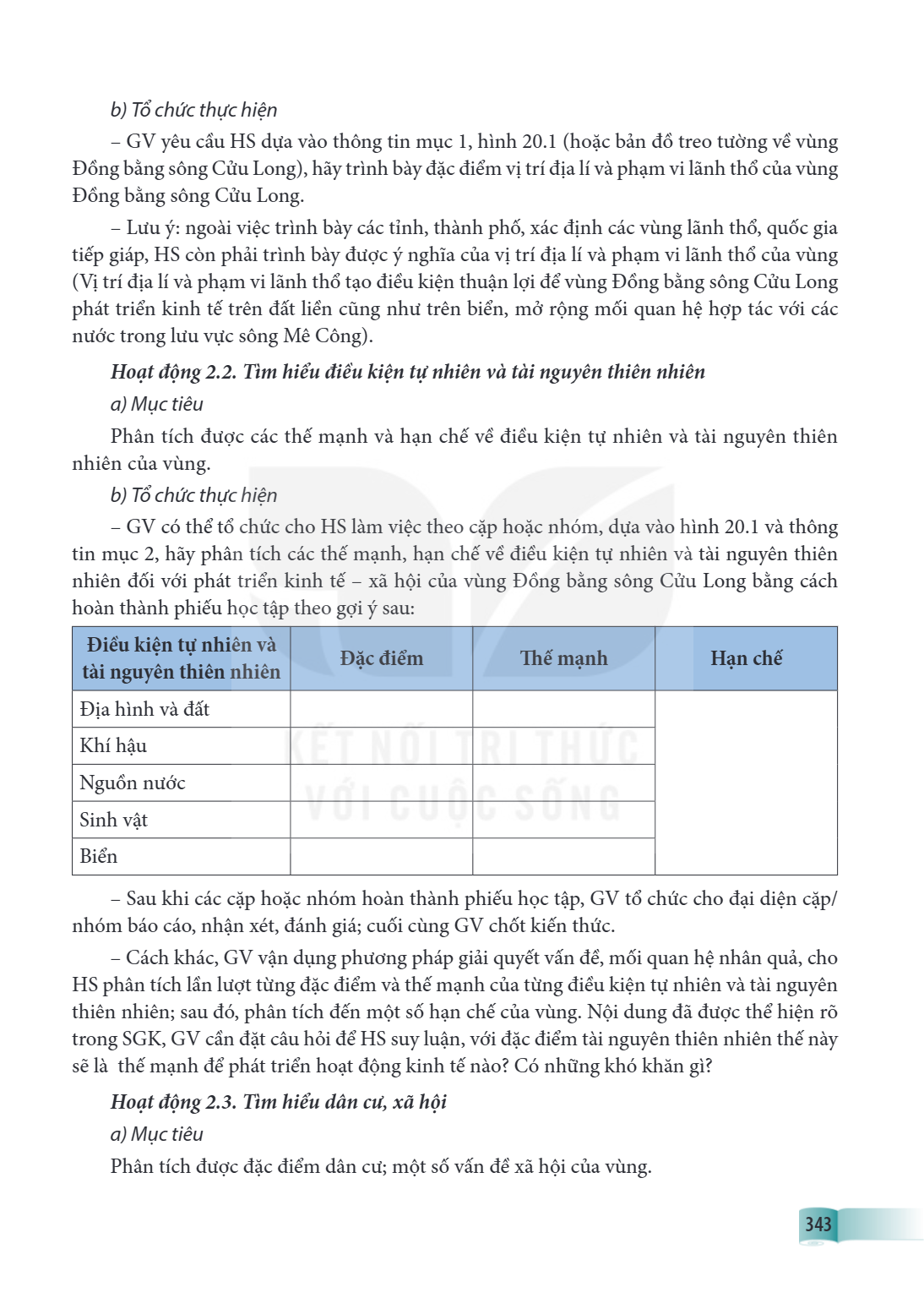 b) Tổ chức thực hiện – GV yêu cầu HS dựa vào thông tin mục 1, hình 20.1 (hoặc bản đồ treo tường về vùng Đồng bằng sông Cửu Long), hãy trình bày đặc điểm vị trí 
