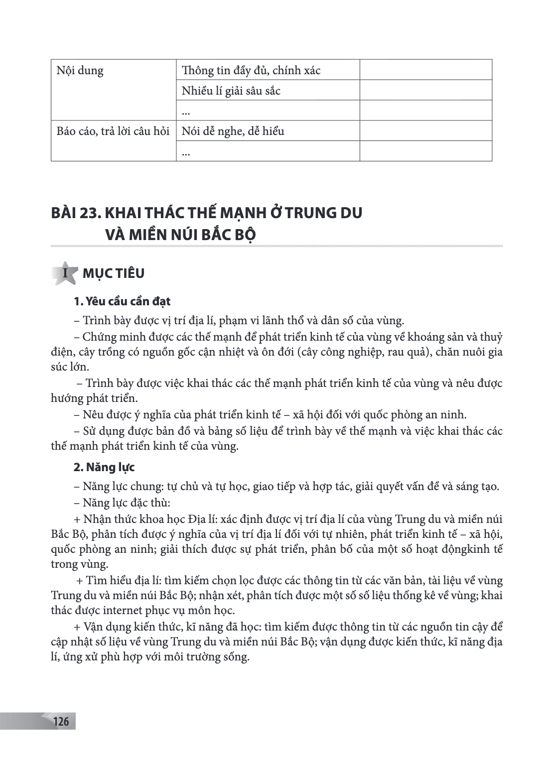 Nội dung, Thông tin đầy đủ, chính xác Nhiều lí giải sâu sắc ... Báo cáo, trả lời câu hỏi, Nói dễ nghe, dễ hiểu ...