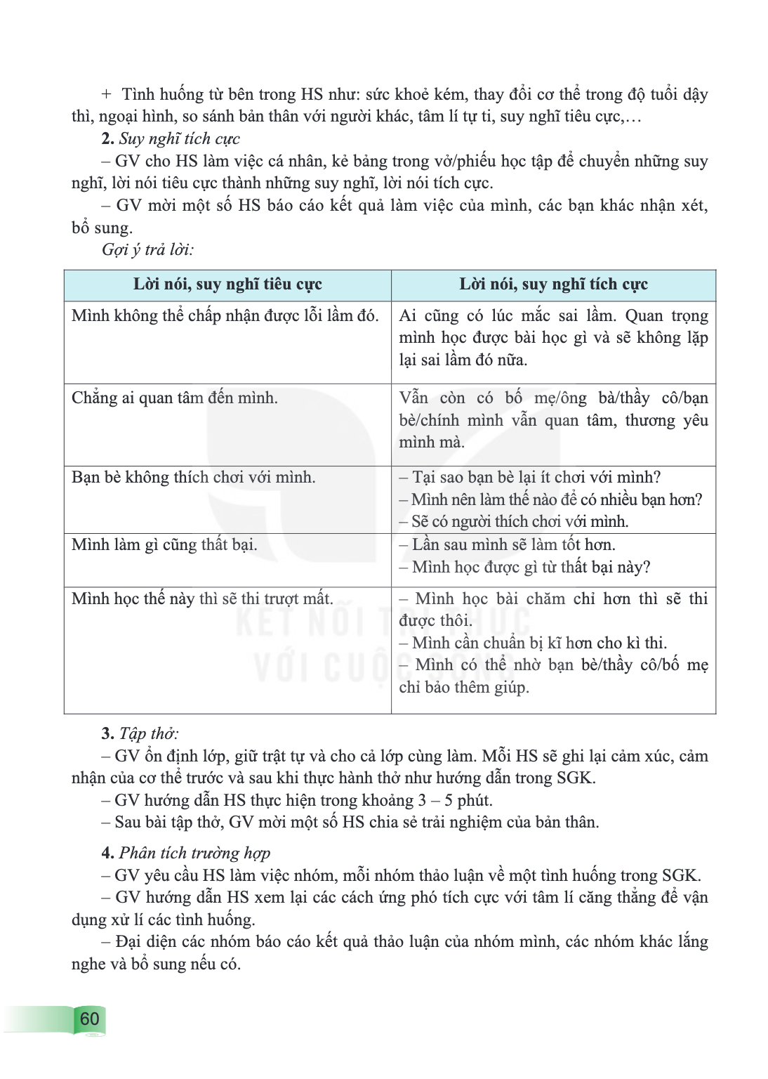 Tình huống từ bên trong HS như: sức khoẻ kém, thay đổi cơ thể trong độ tuổi dậy thì, ngoại hình, so sánh bản thân với người khác, tâm lí tự ti, suy nghĩ tiêu cự