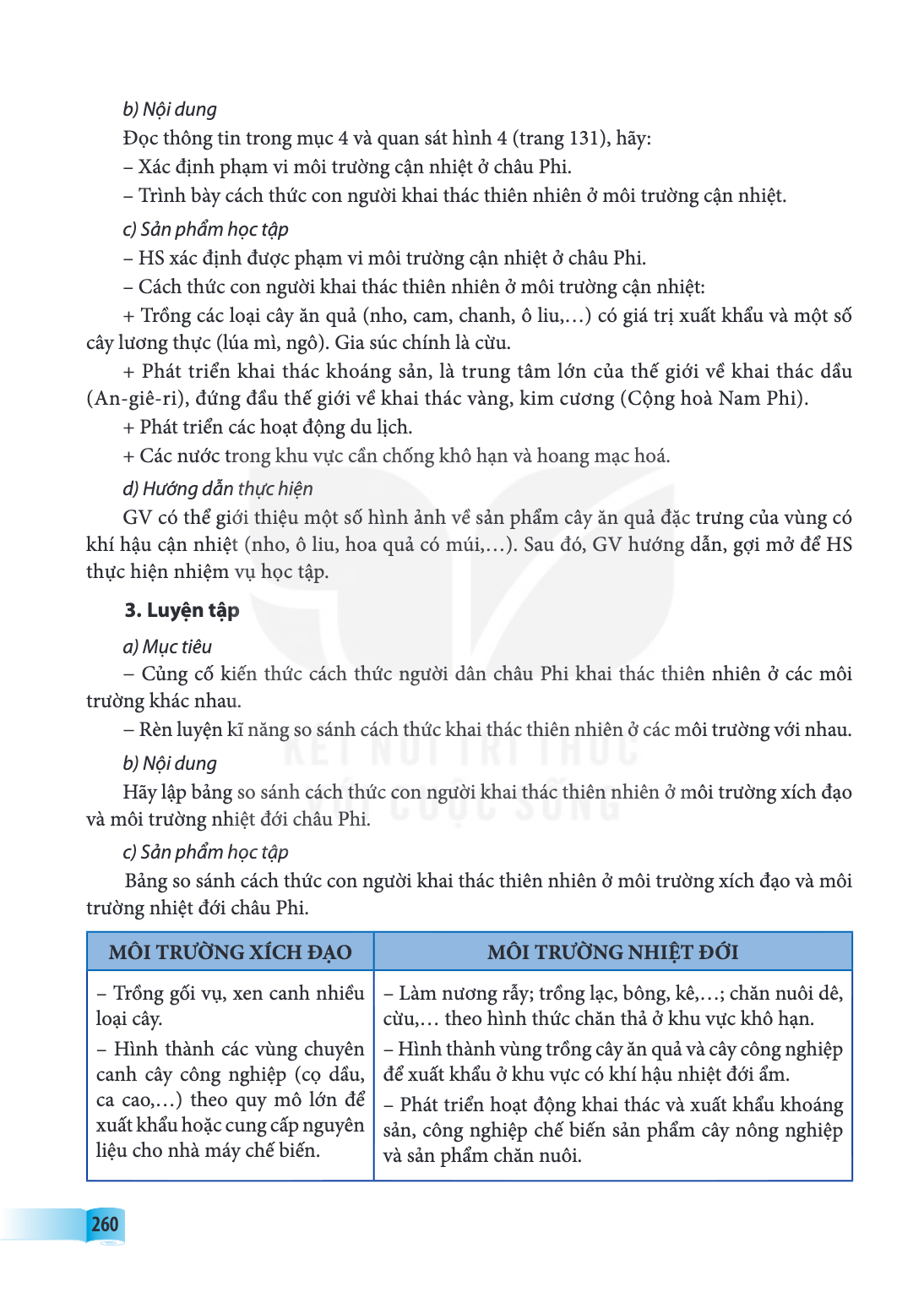 b) Nội dung Đọc thông tin trong mục 4 và quan sát hình 4 (trang 131), hãy: - Xác định phạm vi môi trường cận nhiệt ở châu Phi. - Trình bày cách thức con người k