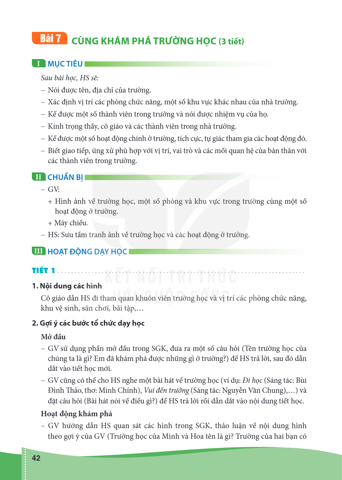 Bài Bài 7.. Cùng khám phá trường học (3 tiết) MỤC TIÊU Sau bài học, HS sẽ: Nói được tên, địa chỉ của trường. Xác định vị trí các phòng chức năng, một số khu vực