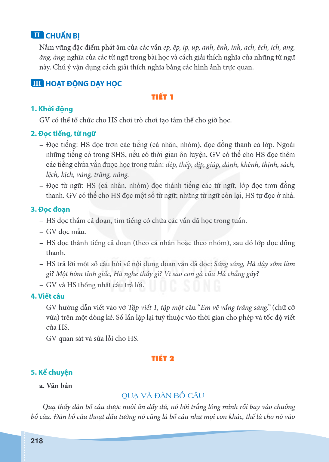 II CHUẨN BỊ Nắm vững đặc điểm phát âm của các vần ep, êp, ip, up, anh, ênh, inh, ach, êch, ich, ang, ăng, âng; nghĩa của các từ ngữ trong bài học và cách giải t