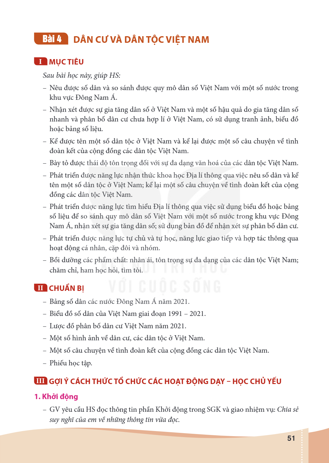 Bài 4:. Dân cư và dân tộc ở Việt Nam I MỤC TIÊU Sau bài học này, giúp HS: Nêu được số dân và so sánh được quy mô dân số Việt Nam với một số nước trong khu vực Đ