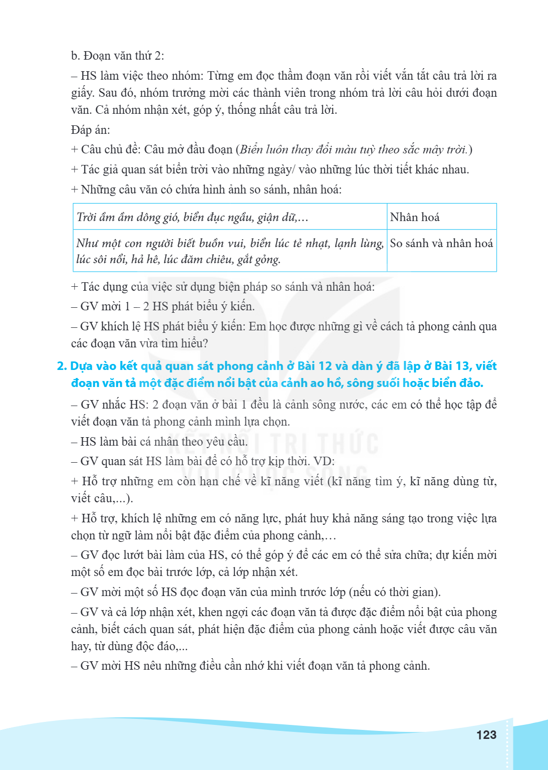 b. Đoạn văn thứ 2: - HS làm việc theo nhóm: Từng em đọc thầm đoạn văn rồi viết vắn tắt câu trả lời ra giấy. Sau đó, nhóm trưởng mời các thành viên trong nhóm tr
