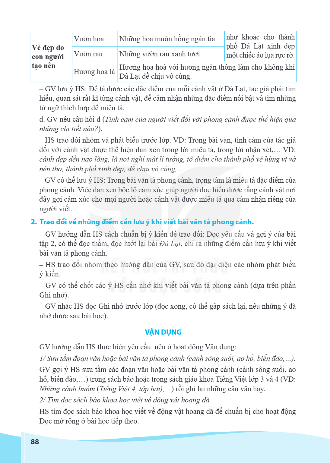Vẻ đẹp do con người tạo nên, Vườn hoa, Những hoa muôn hồng ngàn tía, như khoác cho thành phố Đà Lạt xinh đẹp một chiếc áo lụa rực rỡ. Vườn rau, Những vườn rau x