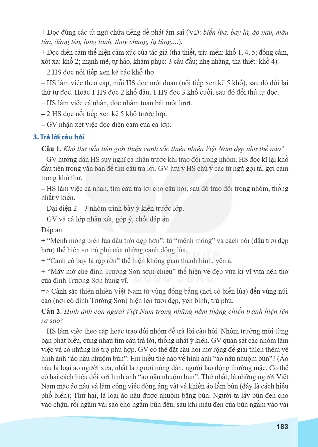 Đọc đúng các từ ngữ chứa tiếng dễ phát âm sai (VD: biển lúa, bay lả, áo nâu, máu lửa, đứng lên, long lanh, thuỷ chung, lạ lùng,...). + Đọc diễn cảm thể hiện cảm