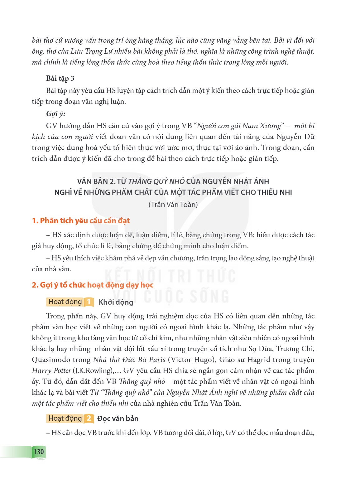 VĂN BẢN 2. TỪ THẰNG QUỶ NHỎ CỦA NGUYỄN NHẬT ÁNH NGHĨ VỀ NHỮNG PHẨM CHẤT CỦA MỘT TÁC PHẨM VIẾT CHO THIẾU NHI (Trần Văn Toàn) VẬN DỤNG LÝ THUYẾT VỀ LOẠI VĂN NGHỊ 