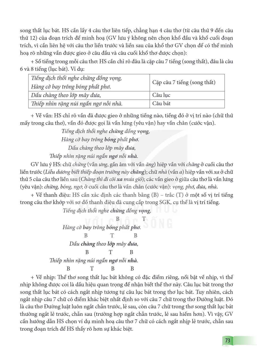 song thất lục bát. HS cần lấy 4 câu thơ liên tiếp, chẳng hạn 4 câu thơ (từ câu thứ 9 đến câu thứ 12) của đoạn trích để minh hoạ (GV lưu ý không nên chọn khổ đầu