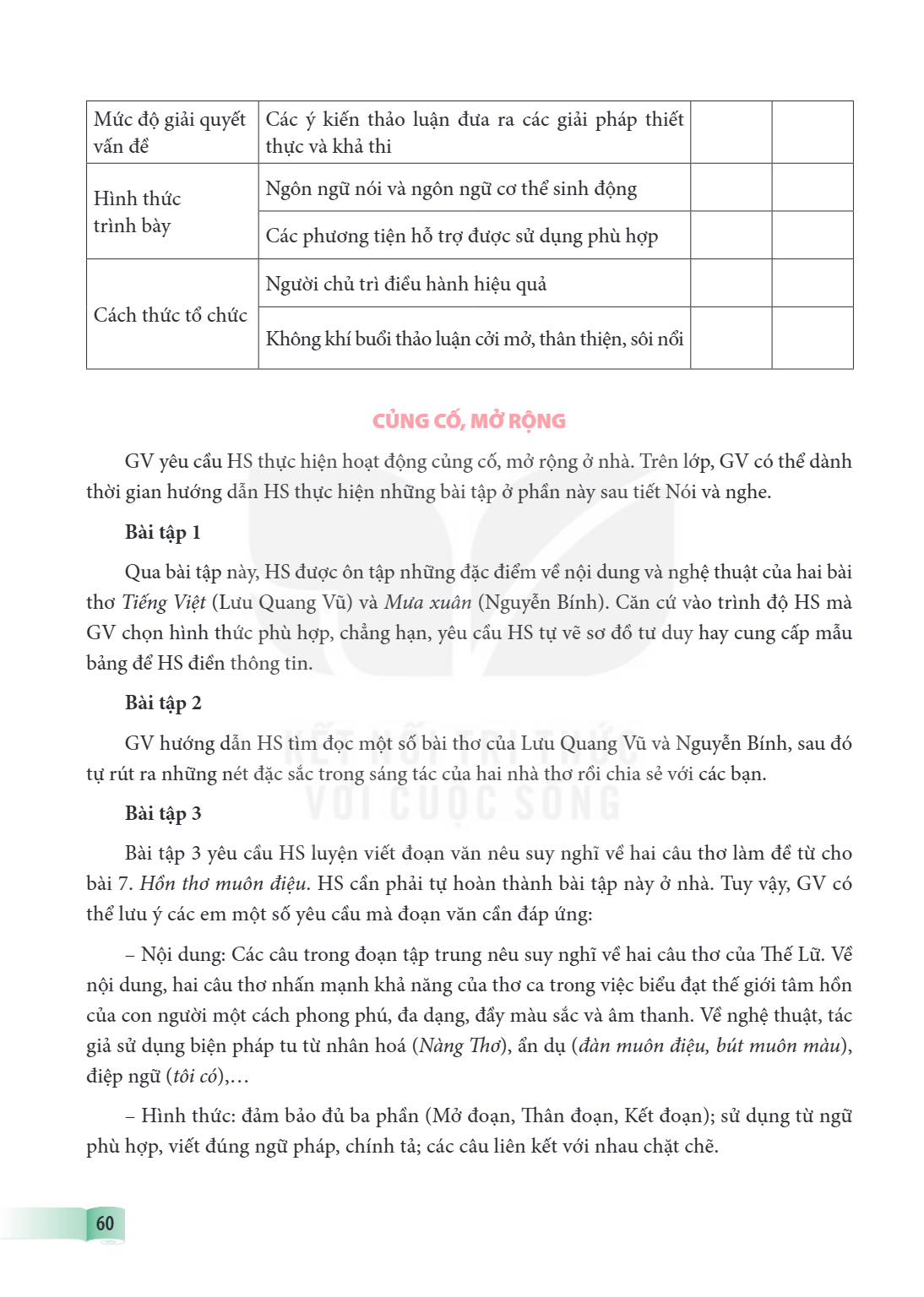 CỦNG CỐ, MỞ RỘNG GV yêu cầu HS thực hiện hoạt động củng cố, mở rộng ở nhà. Trên lớp, GV có thể dành thời gian hướng dẫn HS thực hiện những bài tập ở phần này sa