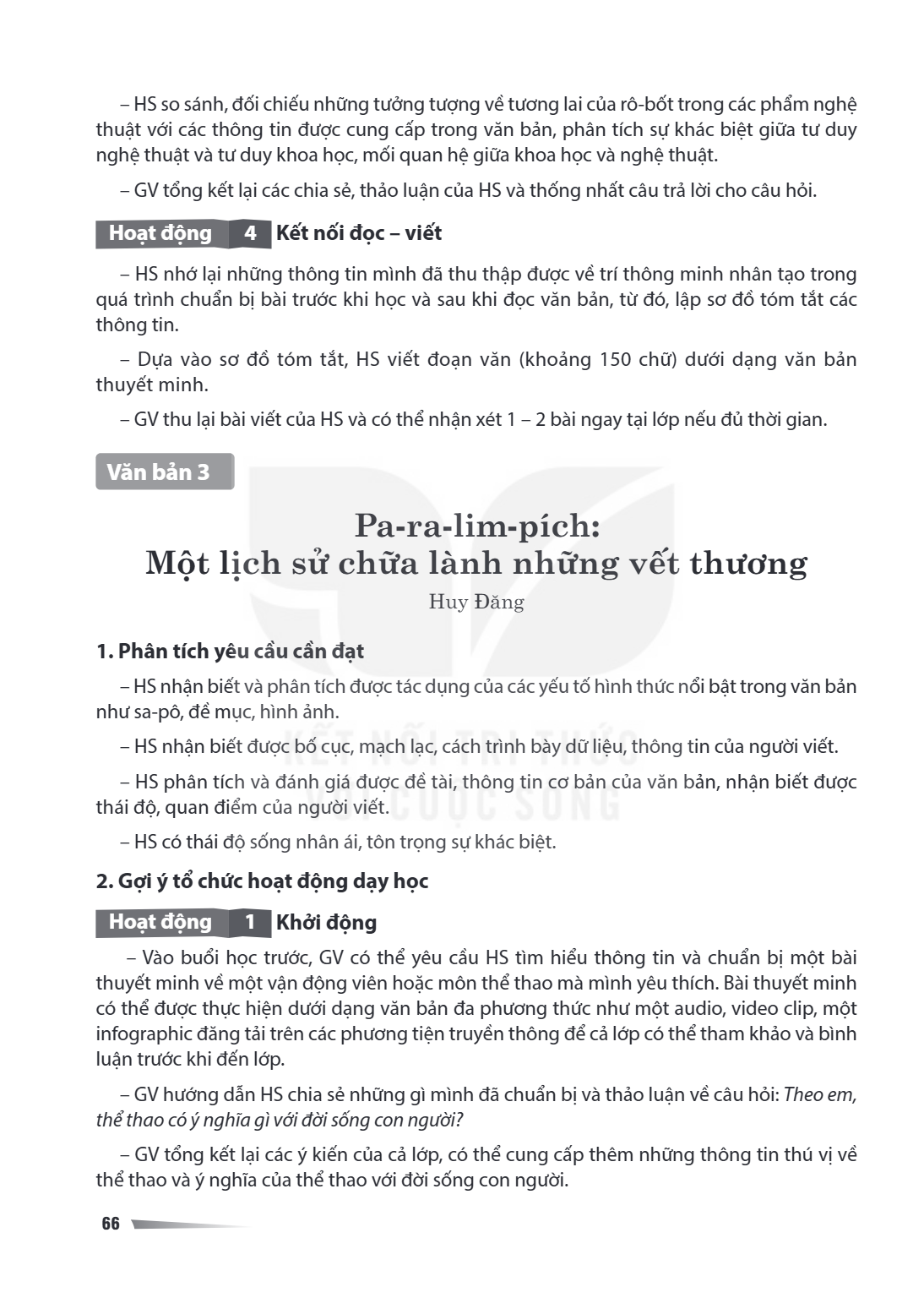 Văn bản 3 Pa-ra-lim-pích: Một lịch sử chữa lành những vết thương Huy Đăng 1. Phân tích yêu cầu cần đạt HS nhận biết và phân tích được tác dụng của các yếu tố hì