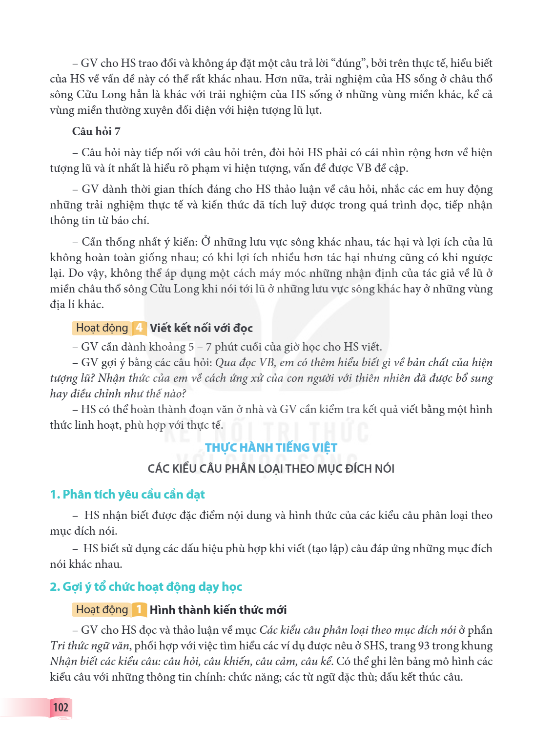 GV cho HS trao đổi và không áp đặt một câu trả lời "đúng", bởi trên thực tế, hiểu biết của HS về vấn đề này có thể rất khác nhau. Hơn nữa, trải nghiệm của HS số