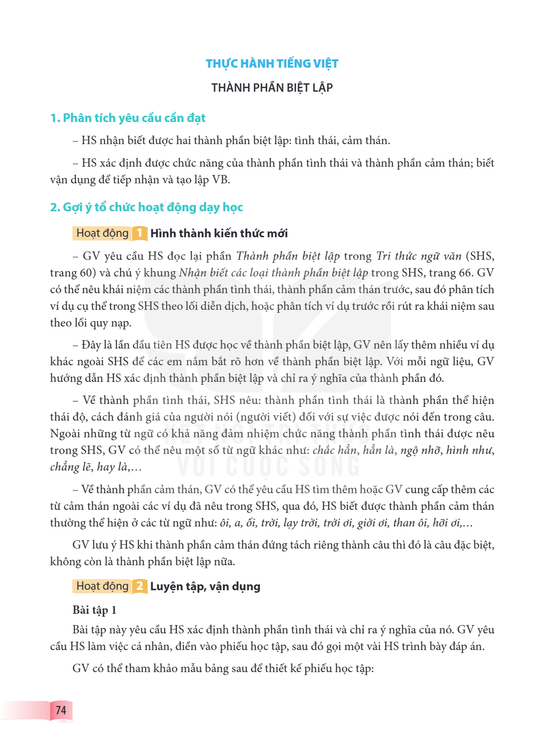 THỰC HÀNH TIẾNG VIỆT THÀNH PHẦN BIỆT LẬP 1. Phân tích yêu cầu cần đạt – HS nhận biết được hai thành phần biệt lập: tình thái, cảm thán. – HS xác định được chức 