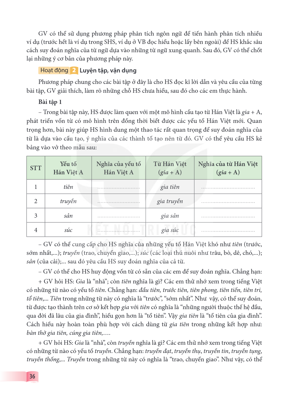 GV có thể sử dụng phương pháp phân tích ngôn ngữ để tiến hành phân tích nhiều ví dụ (trước hết là ví dụ trong SHS, ví dụ ở VB đọc hiểu hoặc lấy bên ngoài) để HS