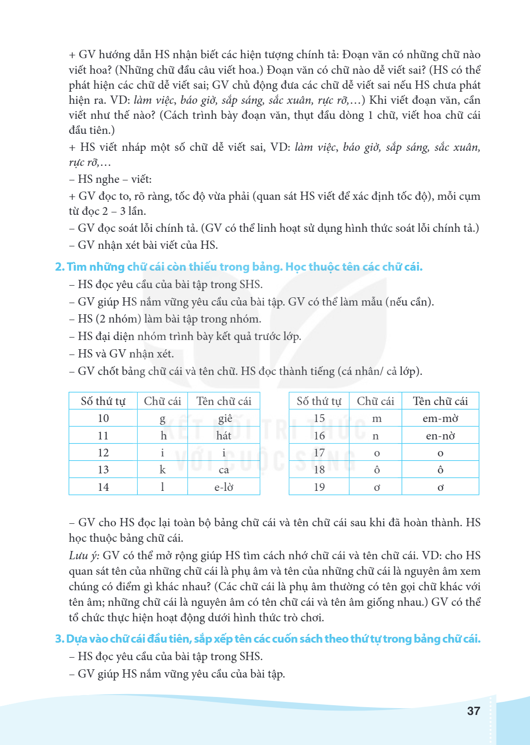 GV hướng dẫn HS nhận biết các hiện tượng chính tả: Đoạn văn có những chữ nào viết hoa? (Những chữ đầu câu viết hoa.) Đoạn văn có chữ nào dễ viết sai? (HS có thể