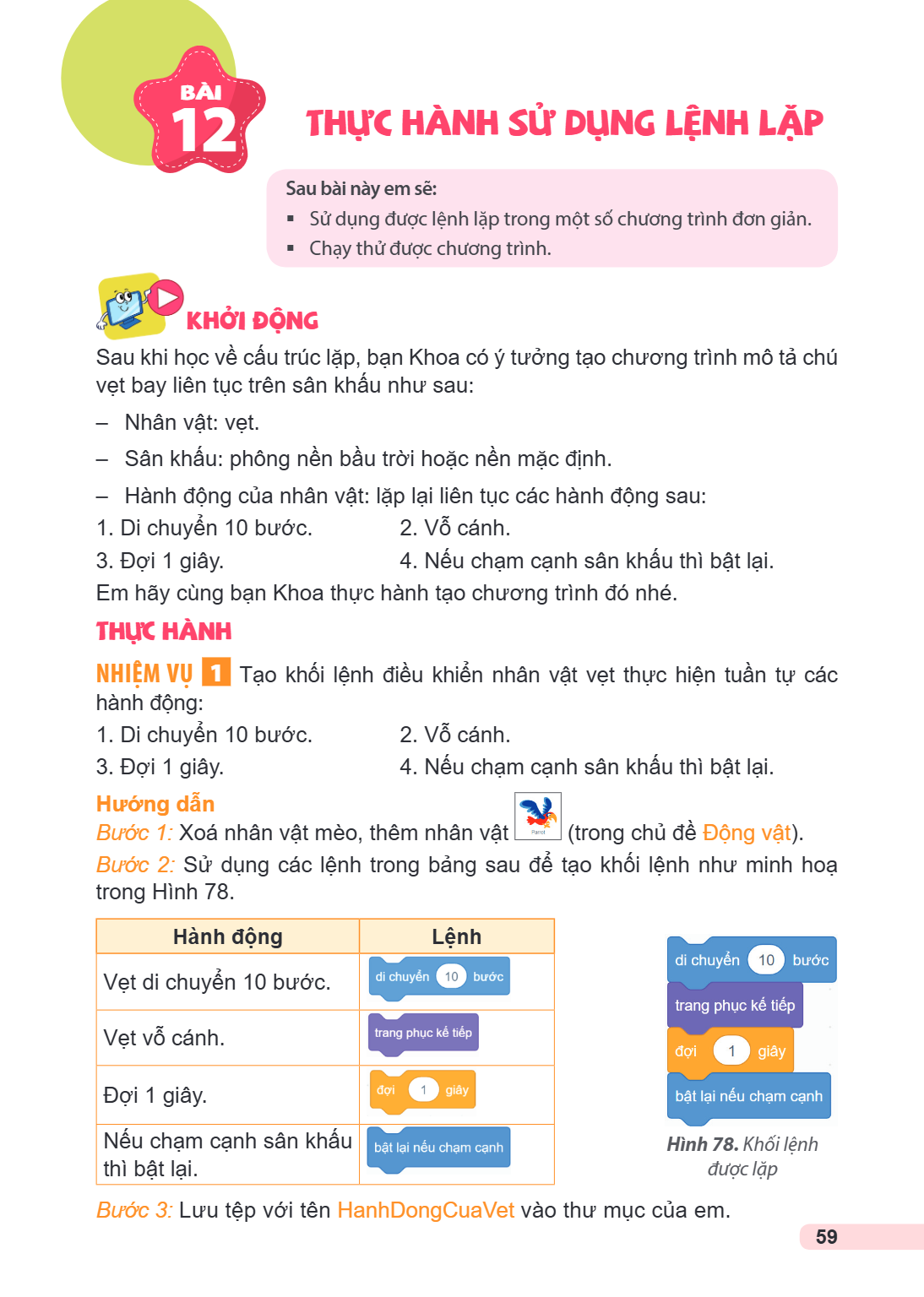 Thực hành sử dụng lệnh lặp Sau bài này em sẽ: Sử dụng được lệnh lặp trong một số chương trình đơn giản. Chạy thử được chương trình. KHỞI ĐỘNG Sau khi học về cấu