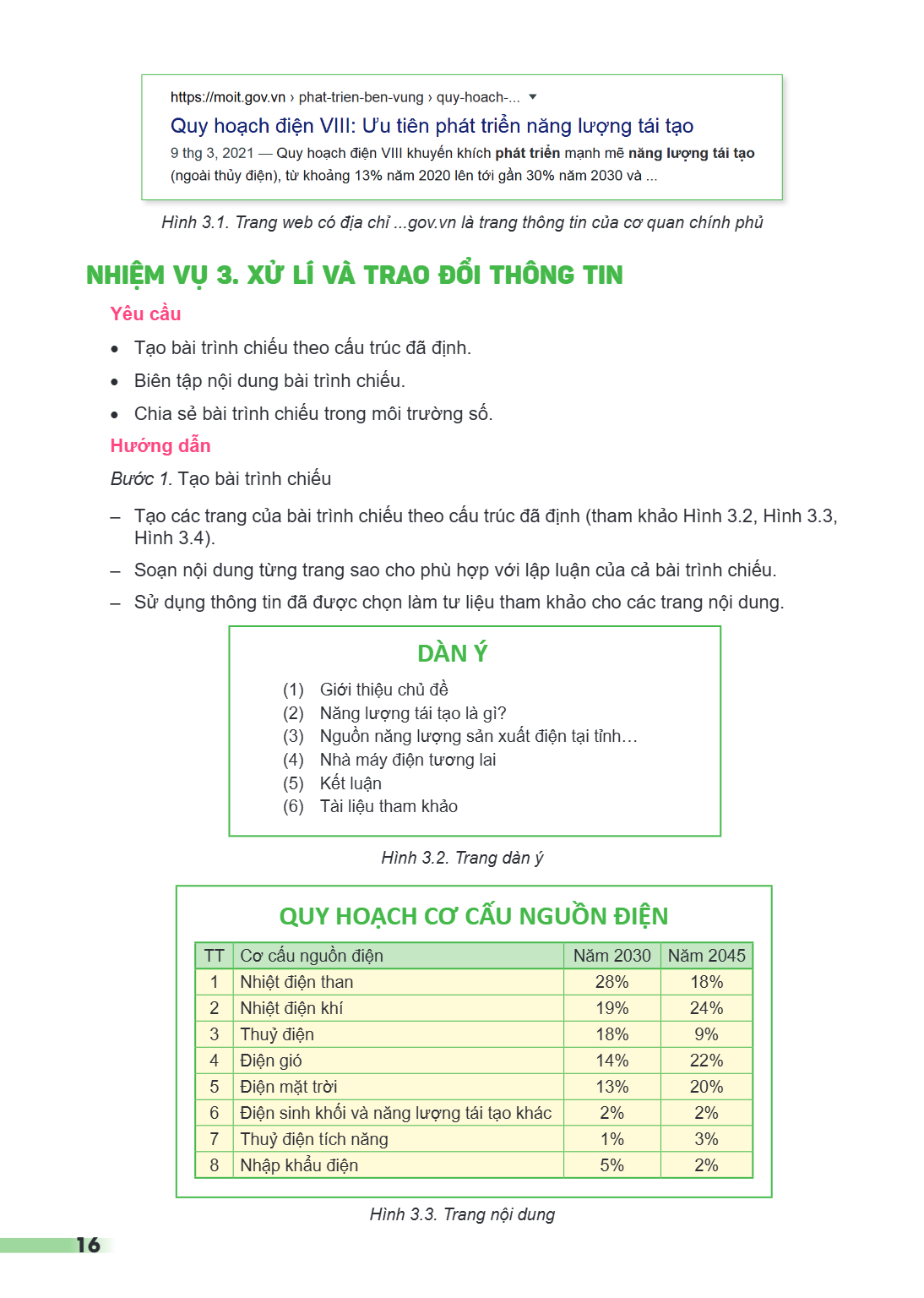 Hình 3.1. Trang web có địa chỉ ...gov.vn là trang thông tin của cơ quan chính phủ NHIỆM VỤ 3. XỬ LÍ VÀ TRAO ĐỔI THÔNG TIN Yêu cầu Tạo bài trình chiếu theo cấu t
