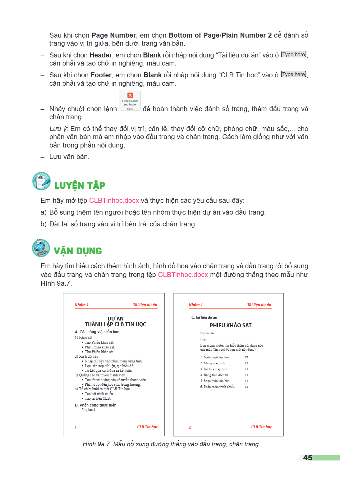 – Sau khi chọn Page Number, em chọn Bottom of Page/Plain Number 2 để đánh số trang vào vị trí giữa, bên dưới trang văn bản. – Sau khi chọn Header, em chọn Blank