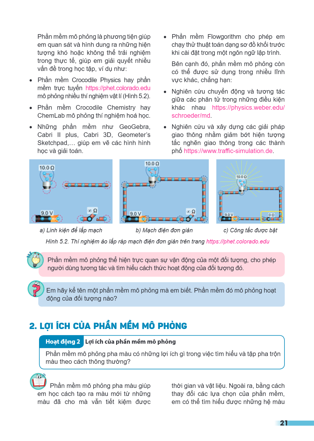 Phần mềm mô phỏng là phương tiện giúp em quan sát và hình dung ra những hiện tượng khó hoặc không thể trải nghiệm trong thực tế, giúp em giải quyết nhiều vấn đề