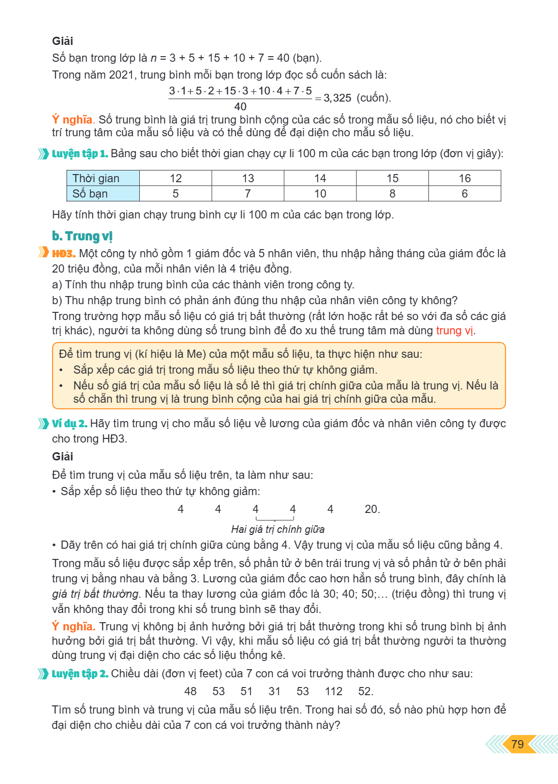 Giải Số bạn trong lớp là $n = 3 + 5 + 15 + 10 + 7 = 40$ (bạn). Trong năm 2021, trung bình mỗi bạn trong lớp đọc số cuốn sách là: $\frac{3 \cdot 1 + 5 \cdot 2 + 