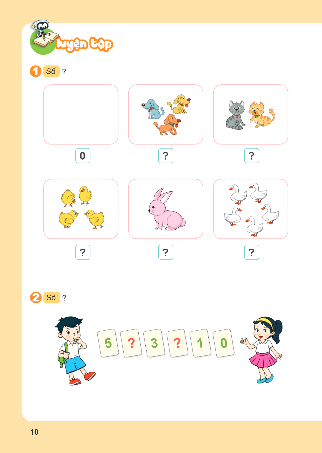 Luyện tập 1. Số ? 0 ? ? ? ? ? 2. Số ? 5 ? 3 ? 1 0