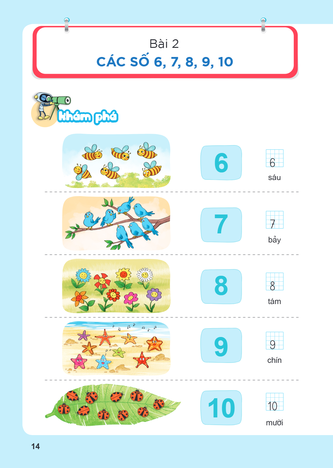 Bài 2. Các số 6, 7, 8, 9, 10 Khám phá 6 6 sáu 7 7 bảy 8 8 tám 9 9 chín 10 10 mười