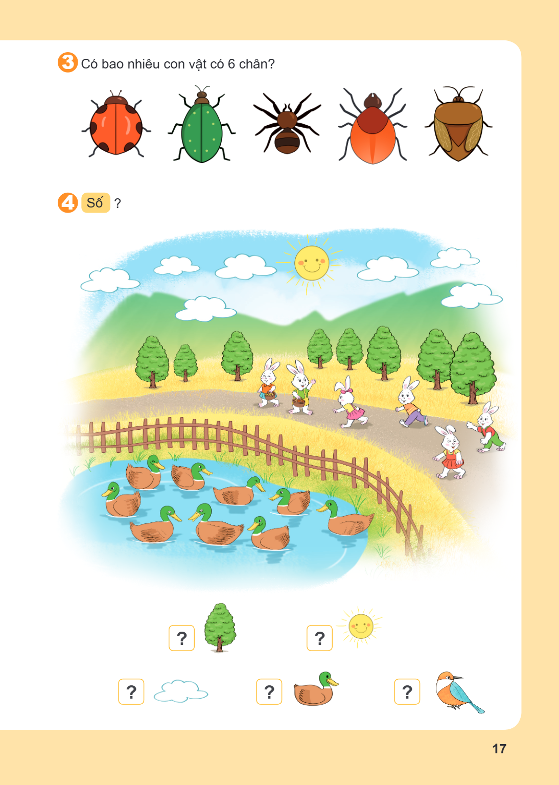3. Có bao nhiêu con vật có 6 chân? 4. Số ?