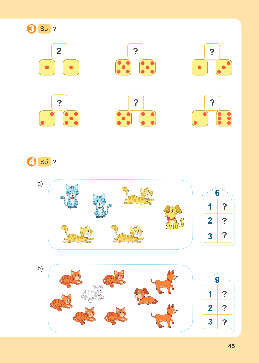 3. Số ? 4. Số ? a) 6 1, ? 2, ? 3, ? b) 9 1, ? 2, ? 3, ?