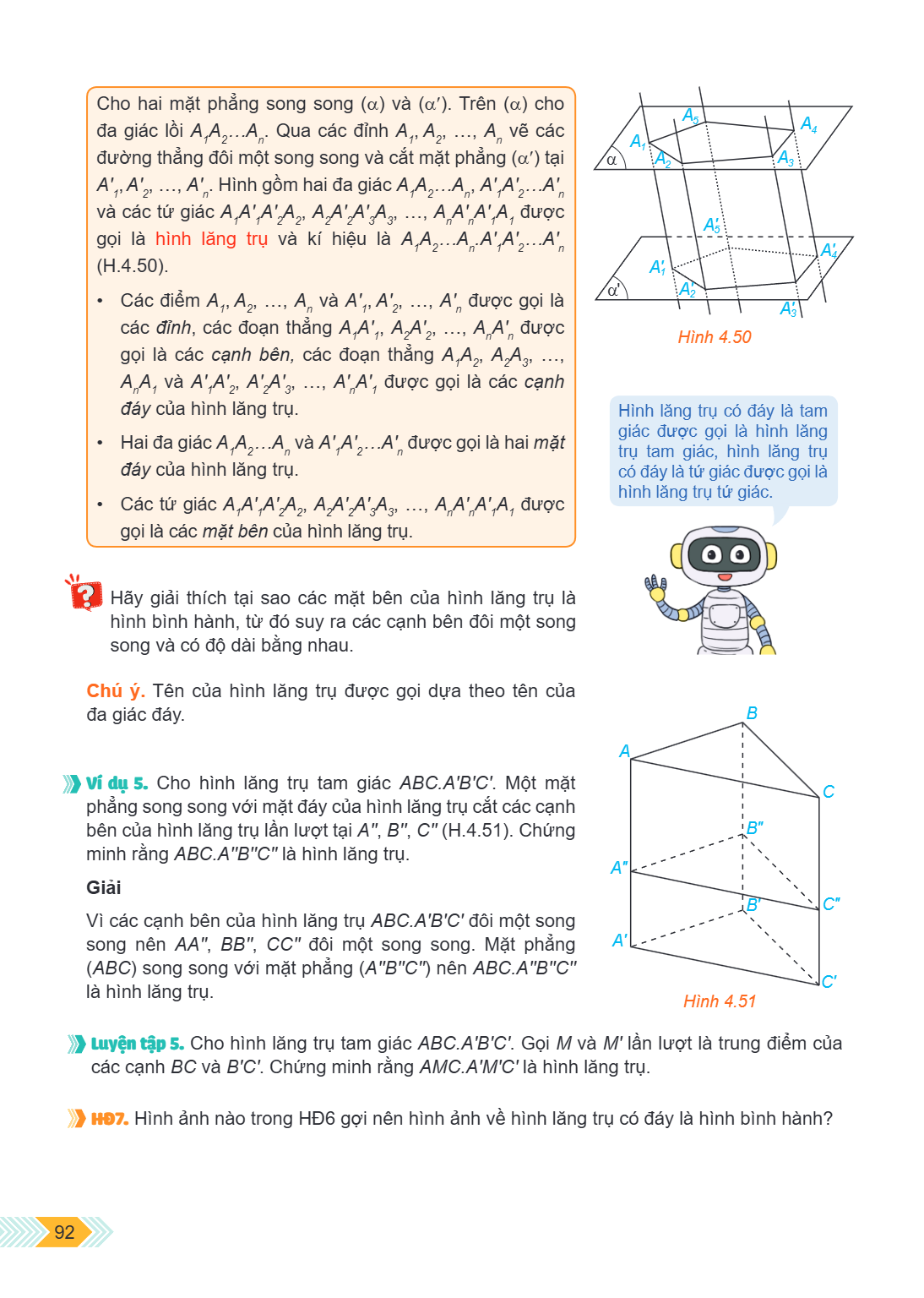 Cho hai mặt phẳng song song $(\alpha)$ và $(\alpha')$. Trên $(\alpha)$ cho đa giác lồi $A_1A_2...A_n$. Qua các đỉnh $A_1, A_2, ..., A_n$ vẽ các đường thẳng đôi 