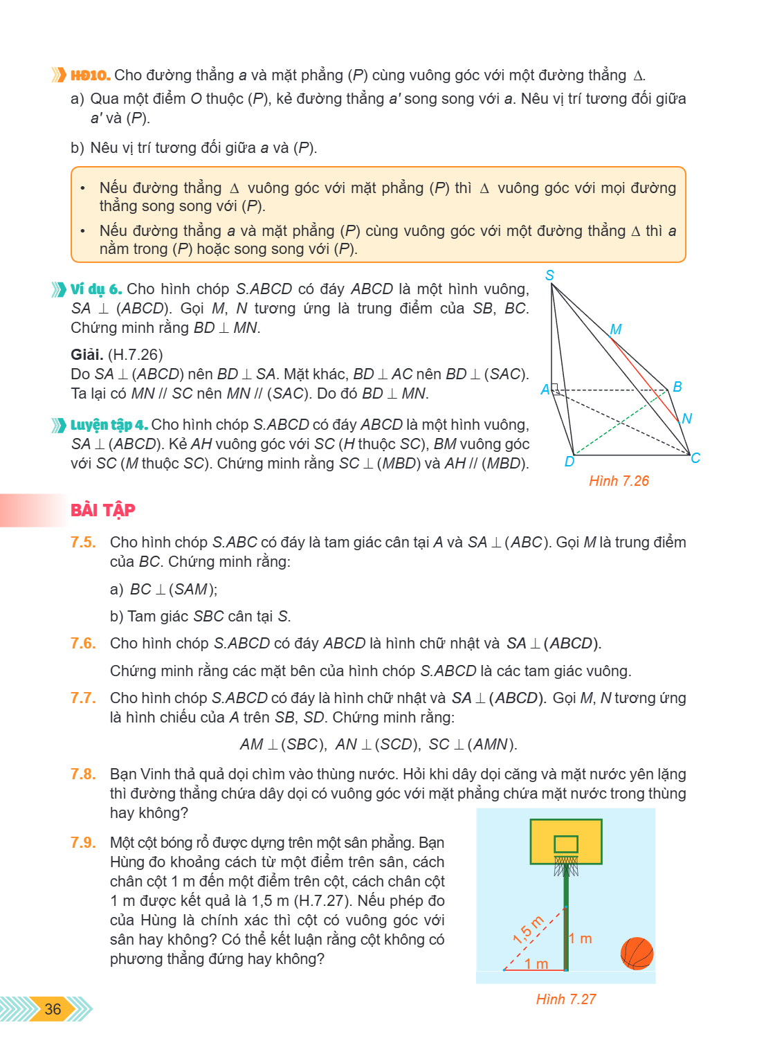 HĐ10. Cho đường thẳng $a$ và mặt phẳng $(P)$ cùng vuông góc với một đường thẳng $\Delta$. a) Qua một điểm $O$ thuộc $(P)$, kẻ đường thẳng $a'$ song song với $a$