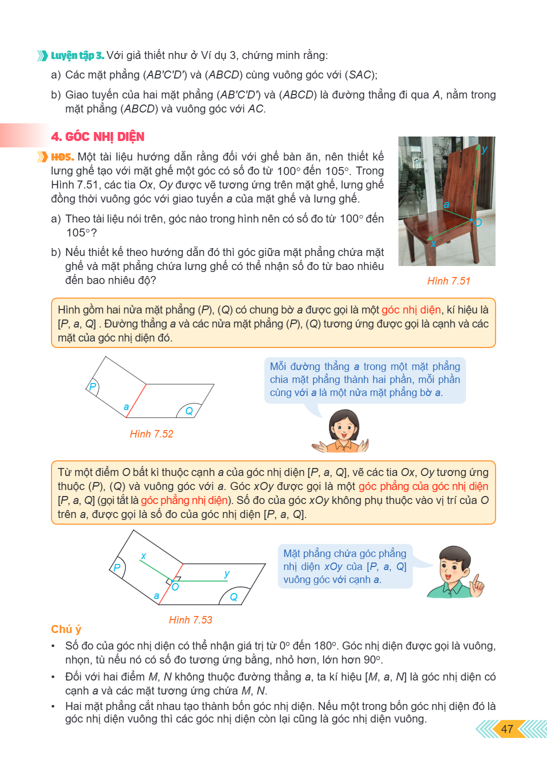 Luyện tập 3. Với giả thiết như ở Ví dụ 3, chứng minh rằng: a) Các mặt phẳng $(AB'C'D')$ và $(ABCD)$ cùng vuông góc với $(SAC)$; b) Giao tuyến của hai mặt phẳng 