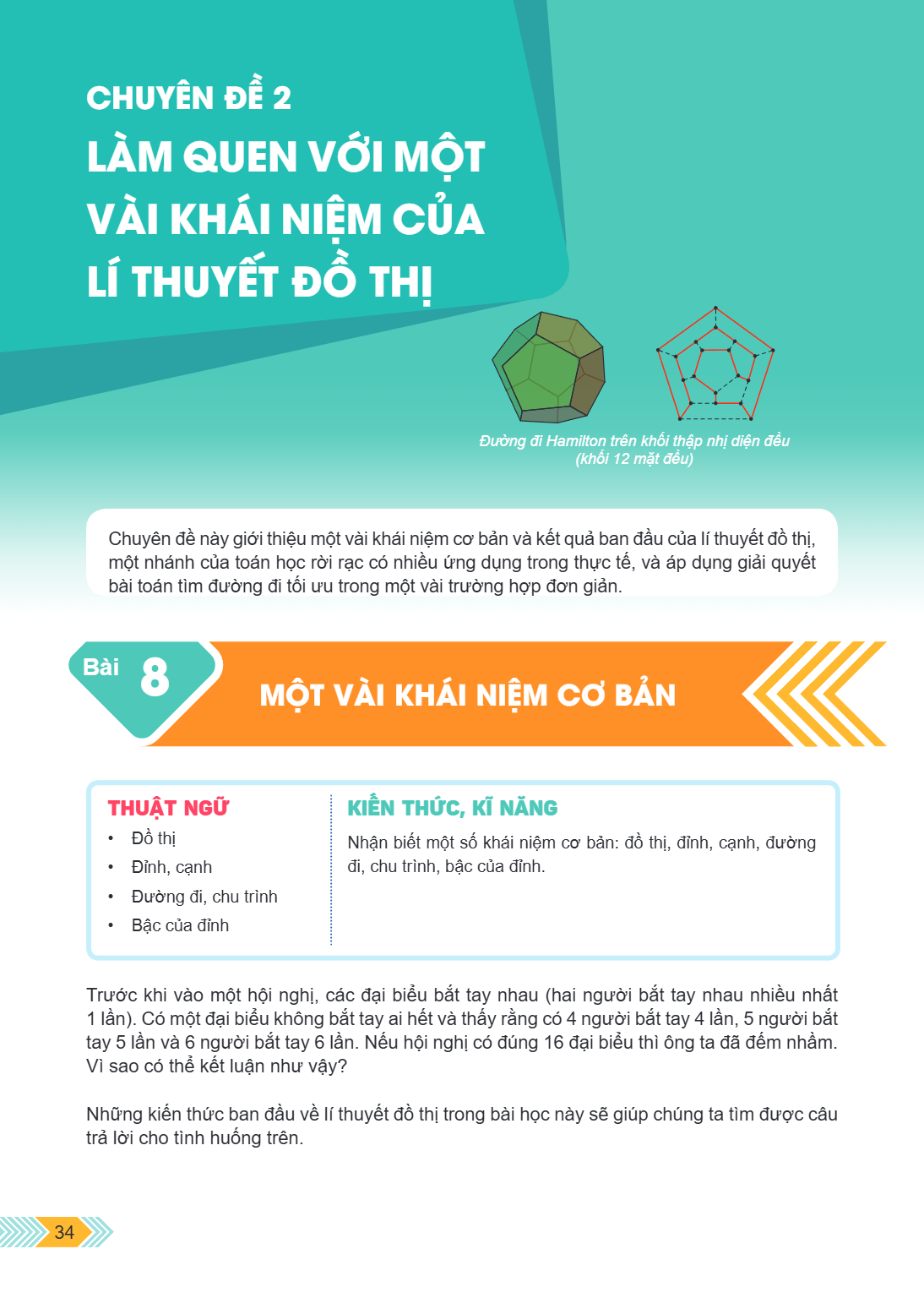 CHUYÊN ĐỀ 2 LÀM QUEN VỚI MỘT VÀI KHÁI NIỆM CỦA LÍ THUYẾT ĐỒ THỊ Đường đi Hamilton trên khối thập nhị diện đều (khối 12 mặt đều) Chuyên đề này giới thiệu một vài