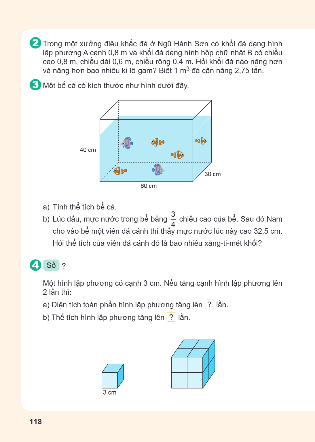 2 Trong một xưởng điêu khắc đá ở Ngũ Hành Sơn có khối đá dạng hình lập phương A cạnh 0,8 m và khối đá dạng hình hộp chữ nhật B có chiều cao 0,8 m, chiều dài 0,6