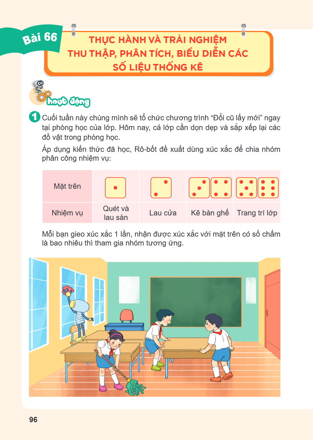 Bài 66. THỰC HÀNH VÀ TRẢI NGHIỆM THU THẬP, PHÂN TÍCH, BIỂU DIỄN CÁC SỐ LIỆU THỐNG KÊ hoạt động 1 Cuối tuần này chúng mình sẽ tổ chức chương trình "Đổi cũ lấy mớ