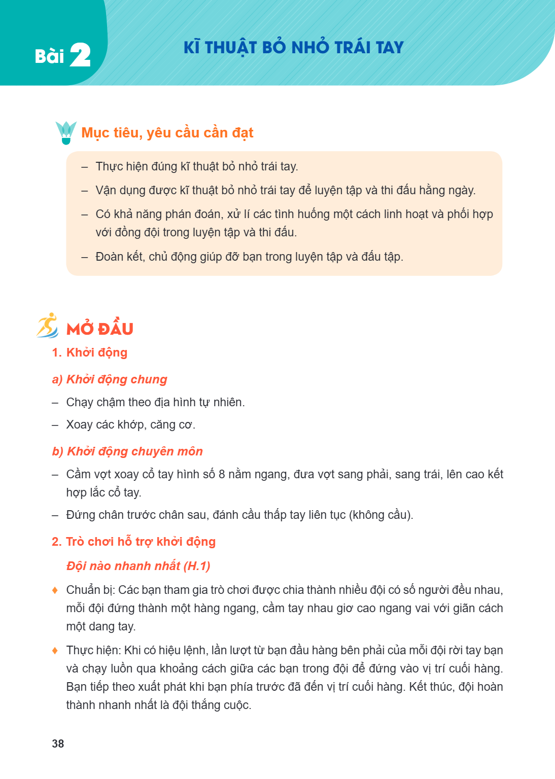 Bài 2. Kĩ thuật bỏ nhỏ trái tay Mục tiêu, yêu cầu cần đạt Thực hiện đúng kĩ thuật bỏ nhỏ trái tay. Vận dụng được kĩ thuật bỏ nhỏ trái tay để luyện tập và thi đấ