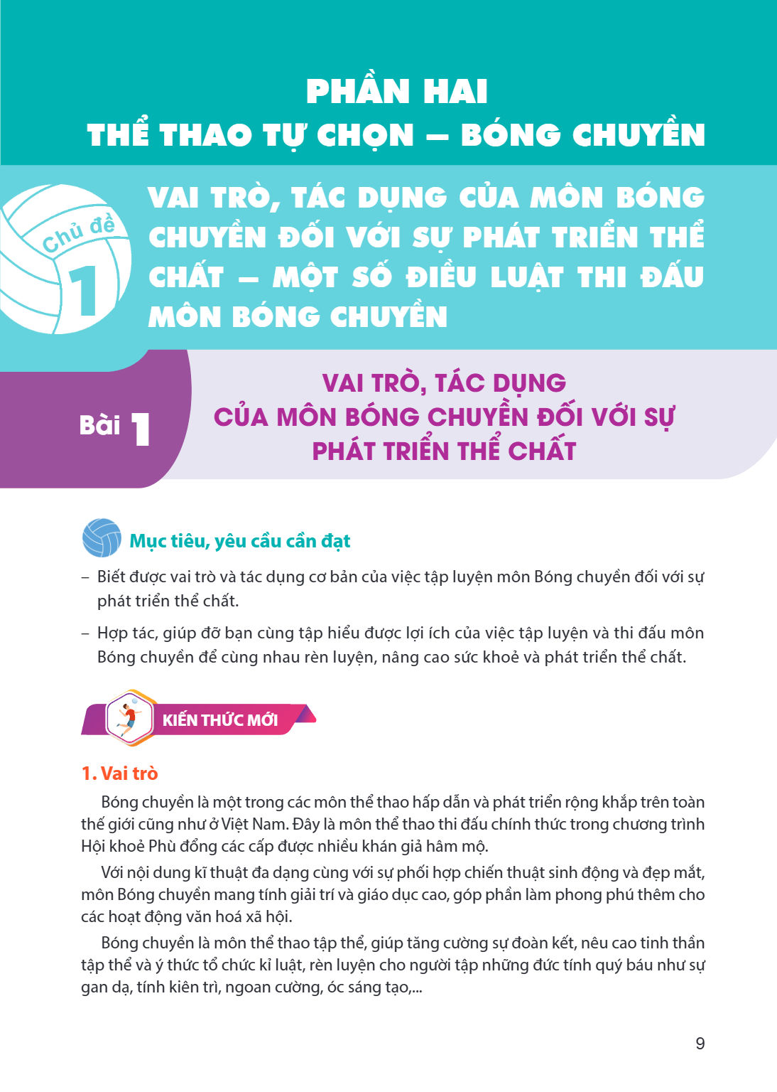 Chủ đề 1 VAI TRÒ, TÁC DỤNG CỦA MÔN BÓNG CHUYỀN ĐỐI VỚI SỰ PHÁT TRIỂN THỂ CHẤT – MỘT SỐ ĐIỀU LUẬT THI ĐẤU MÔN BÓNG CHUYỀN Bài 1. VAI TRÒ, TÁC DỤNG CỦA MÔN BÓNG C