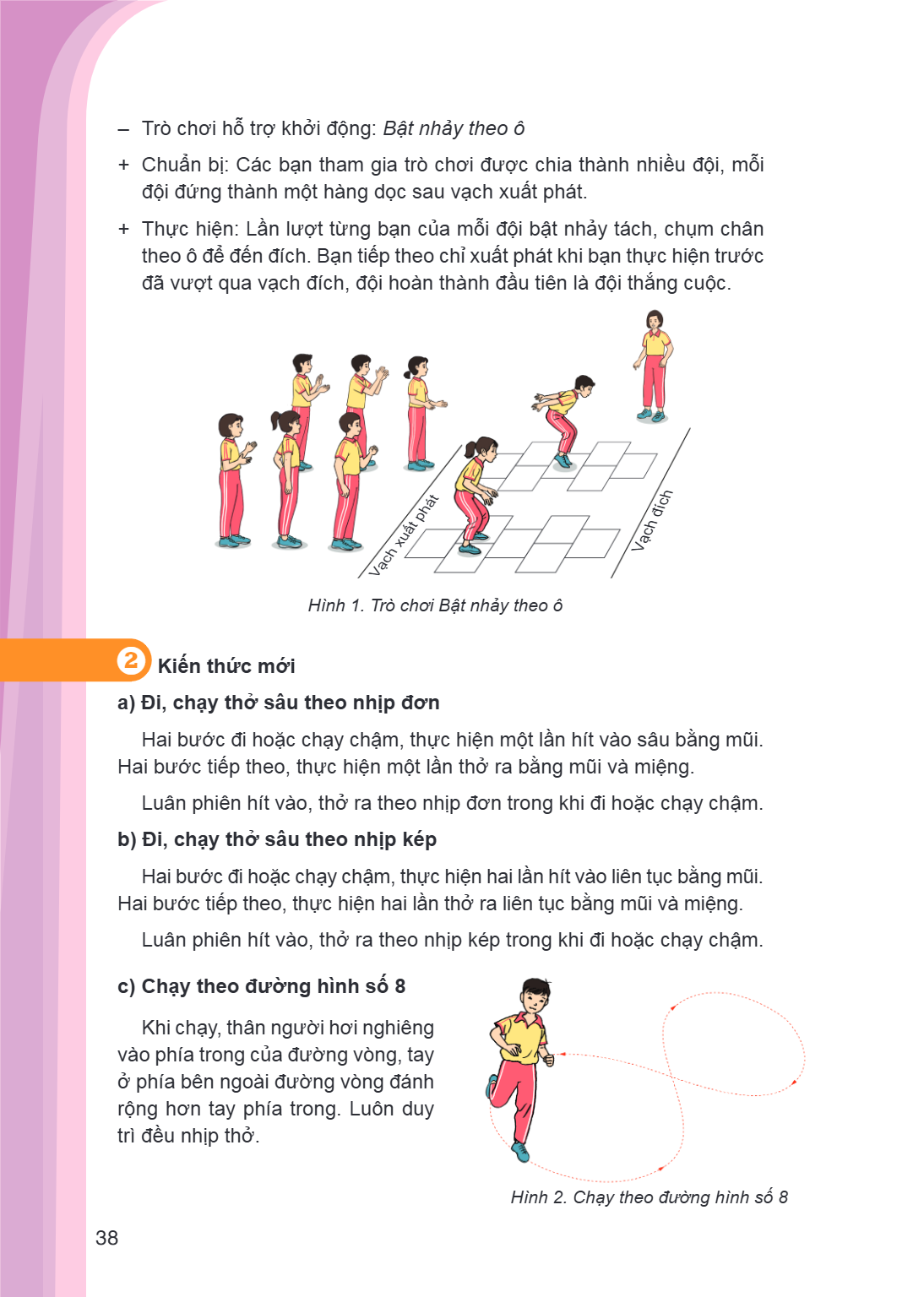 Trò chơi hỗ trợ khởi động: Bật nhảy theo ô + Chuẩn bị: Các bạn tham gia trò chơi được chia thành nhiều đội, mỗi đội đứng thành một hàng dọc sau vạch xuất phát. 