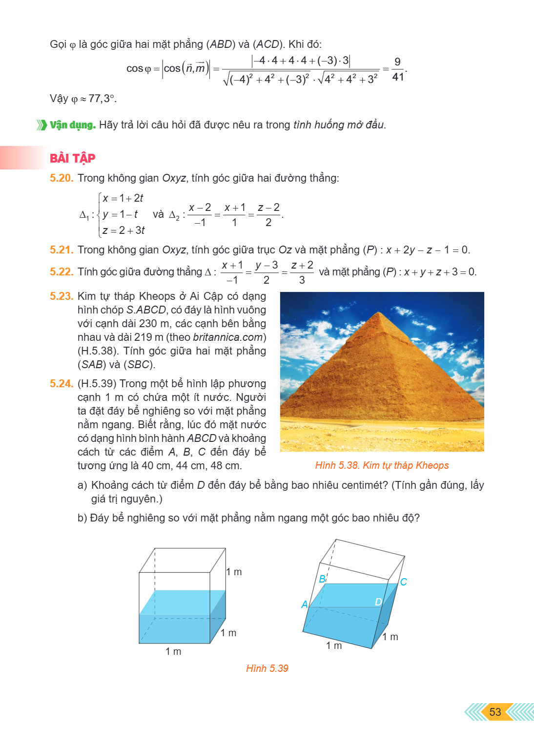 Gọi $\varphi$ là góc giữa hai mặt phẳng $(ABD)$ và $(ACD)$. Khi đó: $$\cos \varphi = \left|\cos (\vec{n}, \vec{m})\right| = \frac{|-4 \cdot 4 + 4 \cdot 4 + (-3)