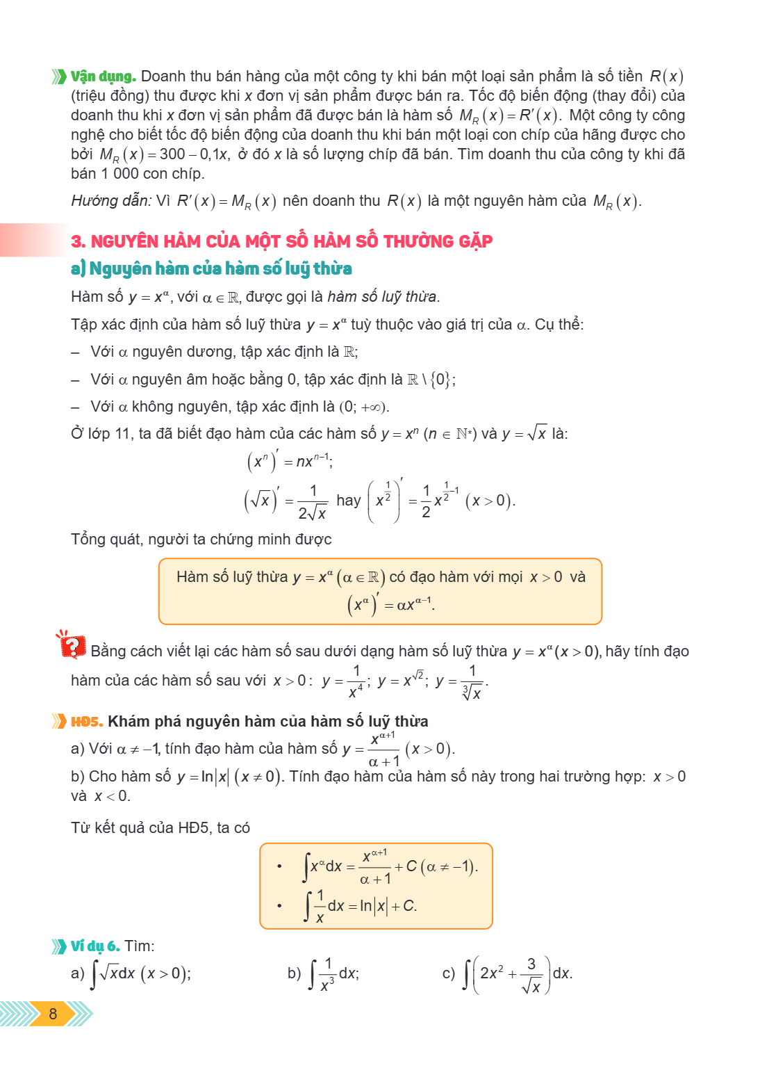 Vận dụng. Doanh thu bán hàng của một công ty khi bán một loại sản phẩm là số tiền $R(x)$ (triệu đồng) thu được khi $x$ đơn vị sản phẩm được bán ra. Tốc độ biến 