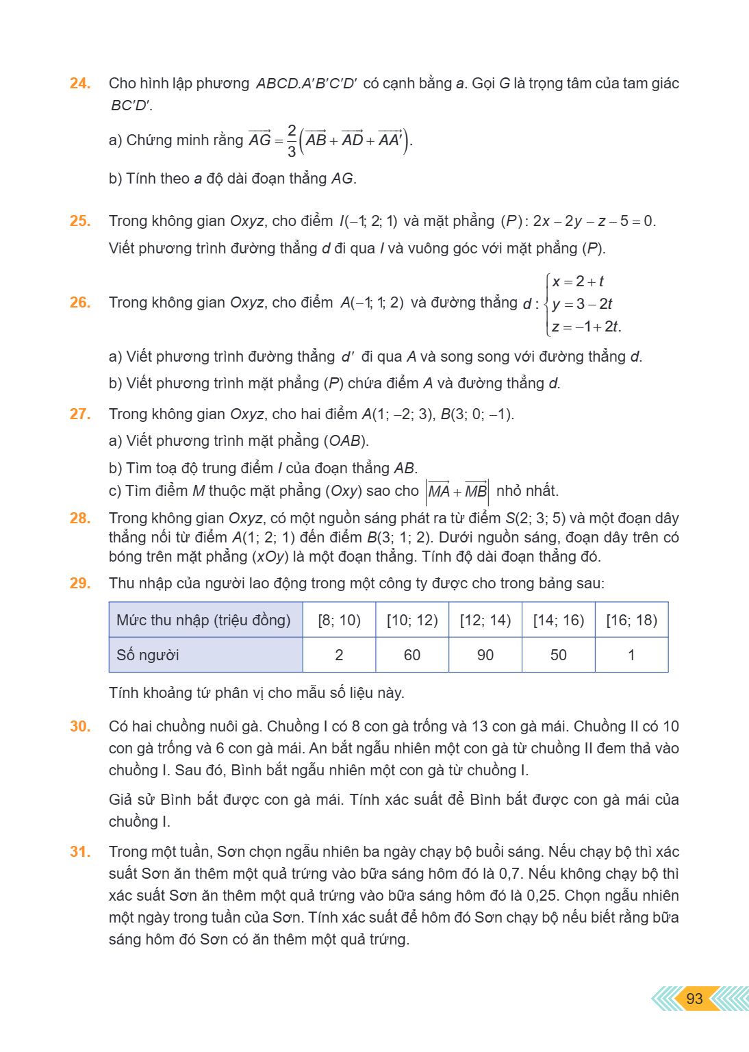 24. Cho hình lập phương $ABCD.A'B'C'D'$ có cạnh bằng $a$. Gọi $G$ là trọng tâm của tam giác $BC'D'$. a) Chứng minh rằng $\overrightarrow{AG} = \frac{2}{3}\left(