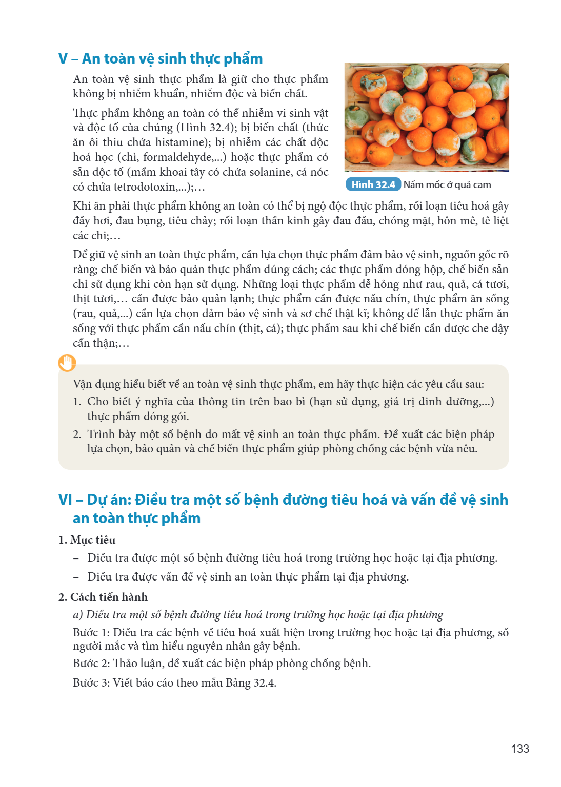 V – An toàn vệ sinh thực phẩm An toàn vệ sinh thực phẩm là giữ cho thực phẩm không bị nhiễm khuẩn, nhiễm độc và biến chất. Thực phẩm không an toàn có thể nhiễm 