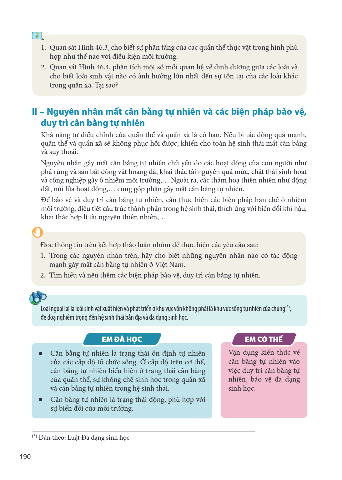 Quan sát Hình 46.3, cho biết sự phân tầng của các quần thể thực vật trong hình phù hợp như thế nào với điều kiện môi trường. Quan sát Hình 46.4, phân tích một s