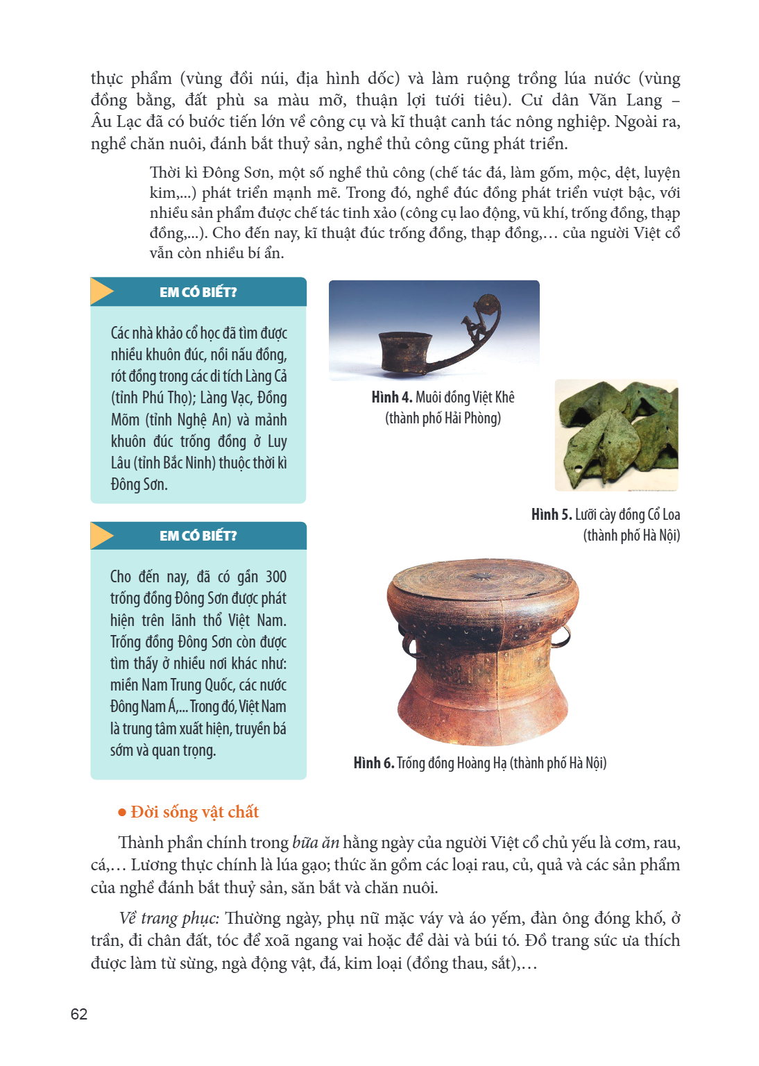 thực phẩm (vùng đồi núi, địa hình dốc) và làm ruộng trồng lúa nước (vùng đồng bằng, đất phù sa màu mỡ, thuận lợi tưới tiêu). Cư dân Văn Lang - Âu Lạc đã có bước