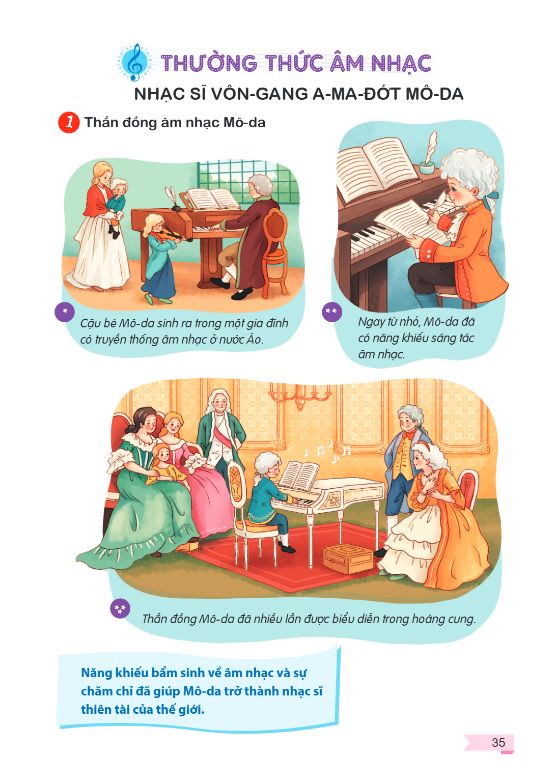 Thường thức âm nhạc: Nhạc sĩ Vôn-gang A-ma-đớt Mô-da NHẠC SĨ VÔN-GANG A-MA-ĐỐT MÔ-DA 1 Thần đồng âm nhạc Mô-da Cậu bé Mô-da sinh ra trong một gia đình có truyền