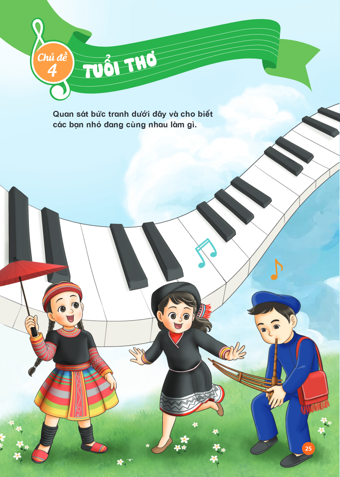 Chủ đề 4. TUỔI THƠ Quan sát bức tranh dưới đây và cho biết các bạn nhỏ đang cùng nhau làm gì.