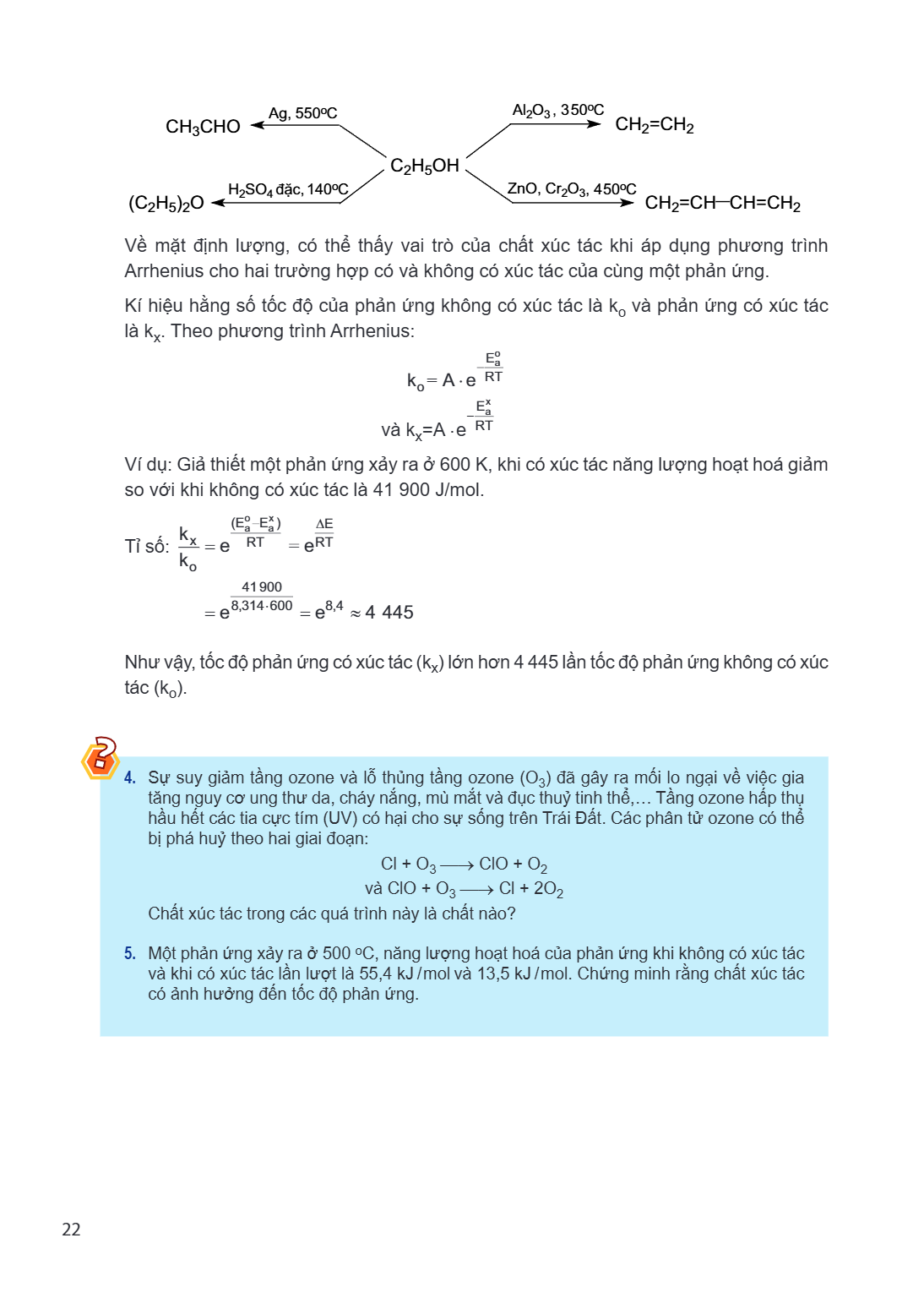 $\text{CH}_3\text{CHO} \xleftarrow{\text{Ag, 550°C}} \text{C}_2\text{H}_5\text{OH} \xrightarrow{\text{Al}_2\text{O}_3, 350\text{°C}} \text{CH}_2=\text{CH}_2$ $(