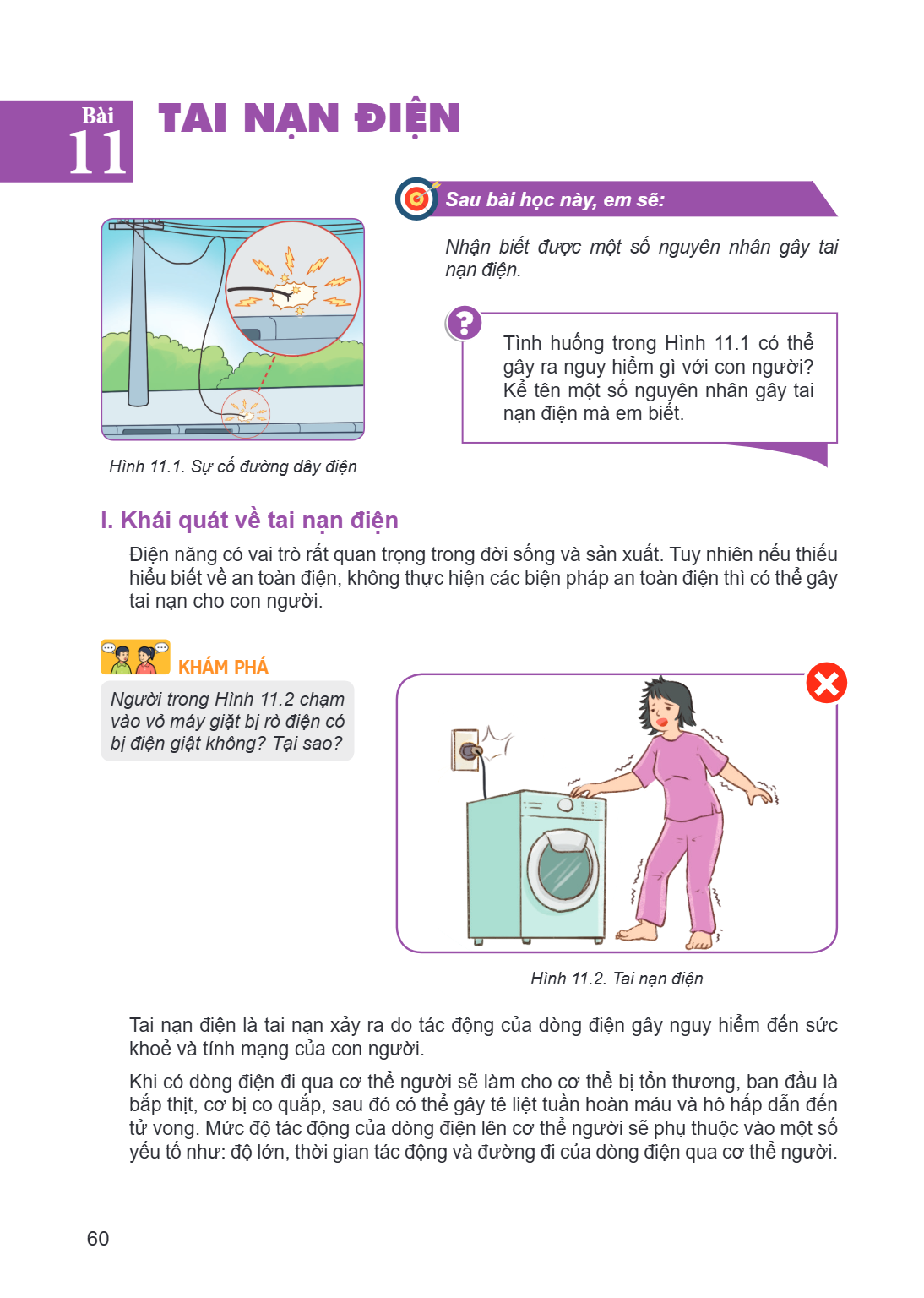 Bài TAI NẠN ĐIỆN Hình 11.1. Sự cố đường dây điện I. Khái quát về tai nạn điện Điện năng có vai trò rất quan trọng trong đời sống và sản xuất. Tuy nhiên nếu thiế