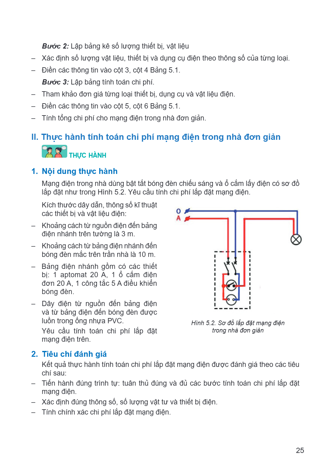 1. 2. Bước 2: Lập bảng kê số lượng thiết bị, vật liệu Xác định số lượng vật liệu, thiết bị và dụng cụ điện theo thông số của từng loại. Điền các thông tin vào c